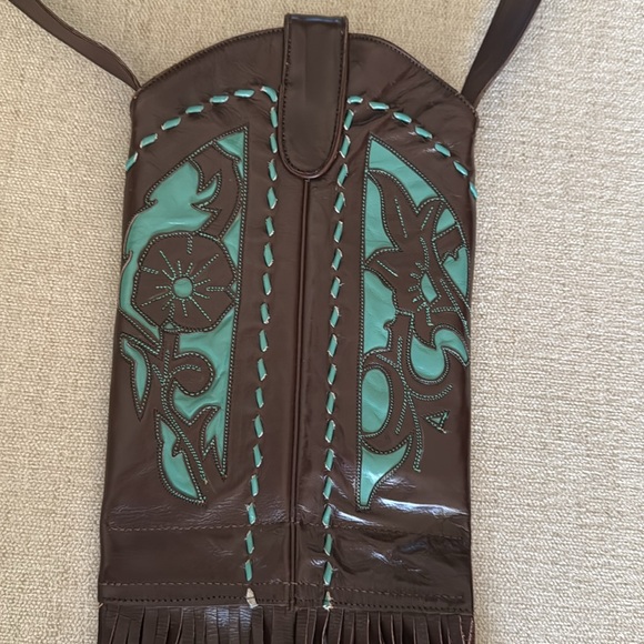 RARE FIND The Old Gringo Cowboy boot top leather, fringe, detailed brads/stich - Picture 3 of 10